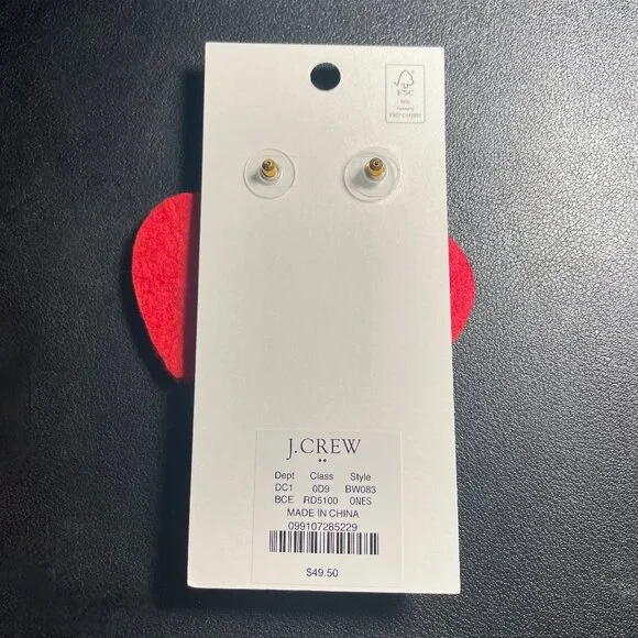 NWT Beaded Red & White Heart Statement Earrings - Picture 5 of 6